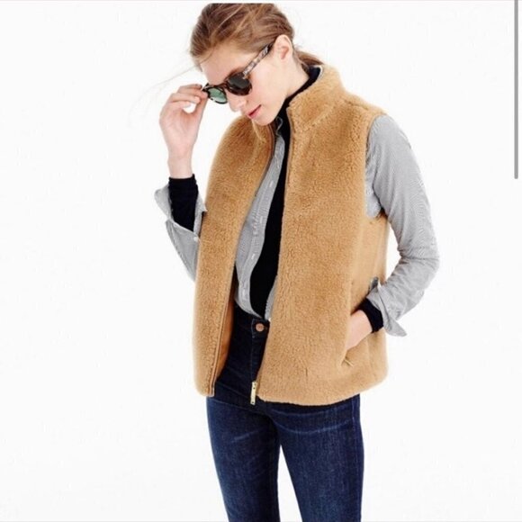 J.Crew Fleece Tan Vest - Picture 1 of 6